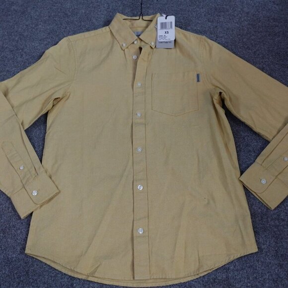 Carhartt WIP Dalton Shirt XS Yellow Solid Button Down Oxford NEWd - Picture 1 of 9